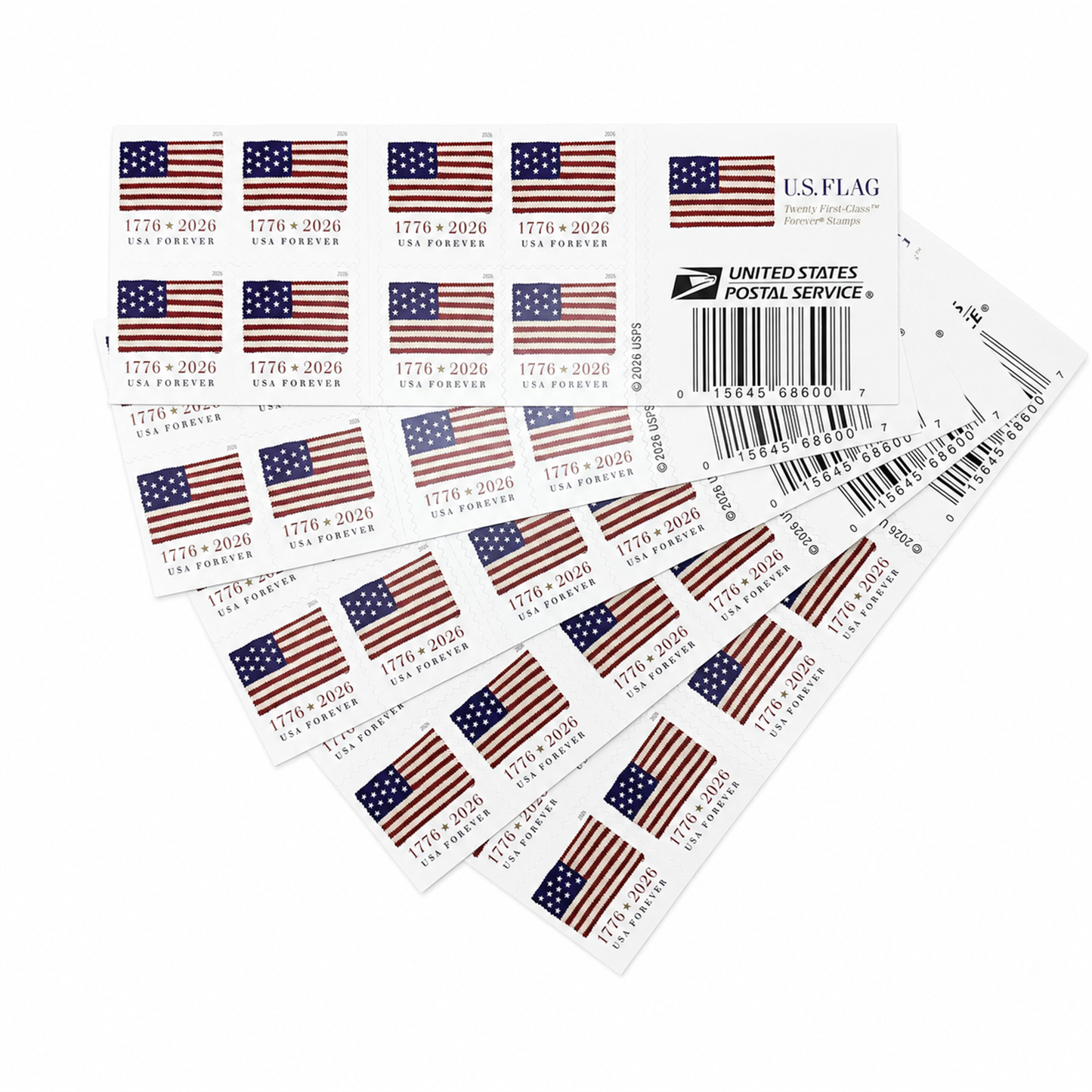 Third additional view showing the 2026 Flag Forever Stamps Rolls product