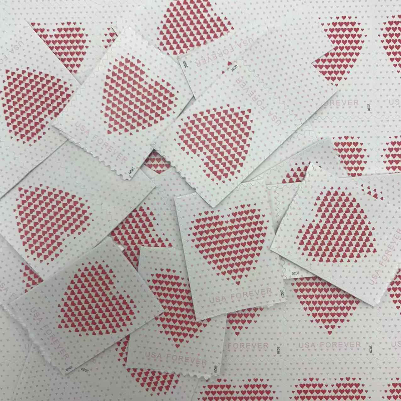 Made of Hearts Postage Stamps 100pcs