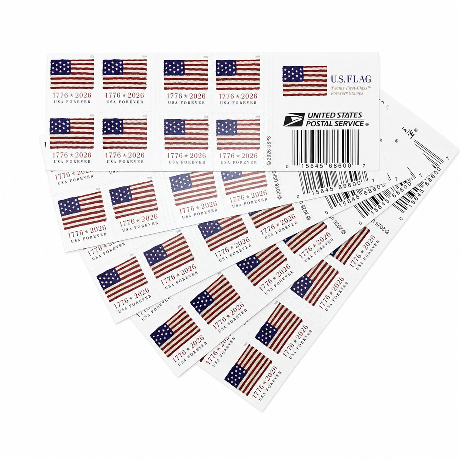 Third additional view showing the 2026 Flag Forever Stamps Rolls product
