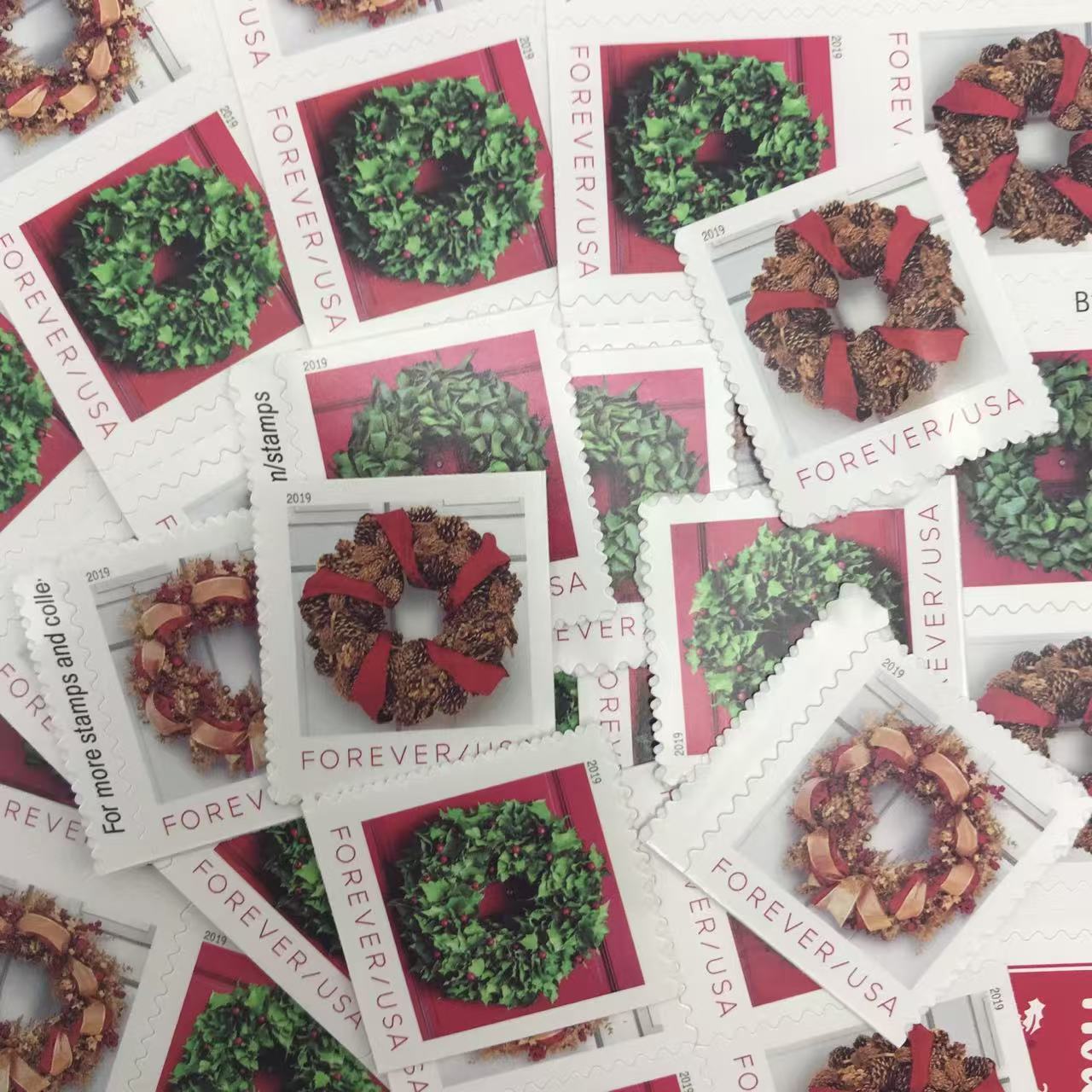 Holiday Wreaths Stamp Christmas 100pcs